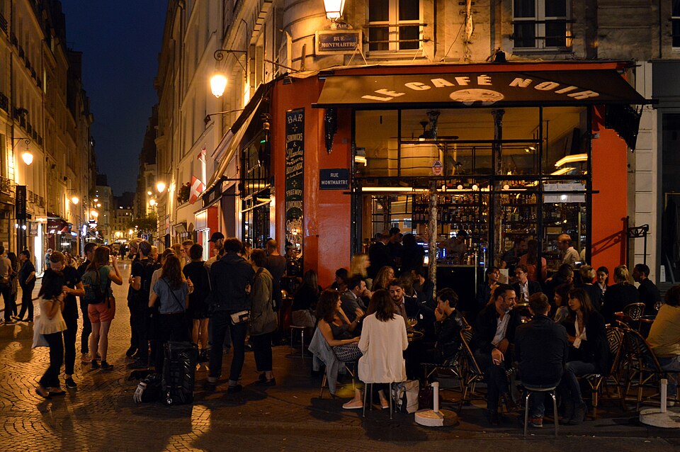 Montmartre at night - Le Café Noir, Rue d'Argout and Rue Montmartre, Paris